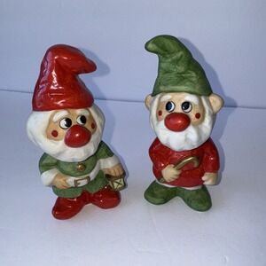 Vintage Ceramic Napcoware 9905 Set Of 2 Christmas Elf's. Taiwan